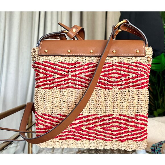 ✺ AUTHENTIC TORY BURCH RED STRIPED MILLER SHOULDER BAG/CROSSBODY - Picture 4 of 13